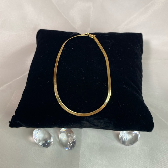 14K YELLOW GOLD Herringbone bracelet ITALIAN REAL GOLD vintage - Picture 3 of 13